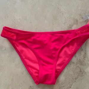 Vibrant Pink Bikini Bottom with Mesh Sides